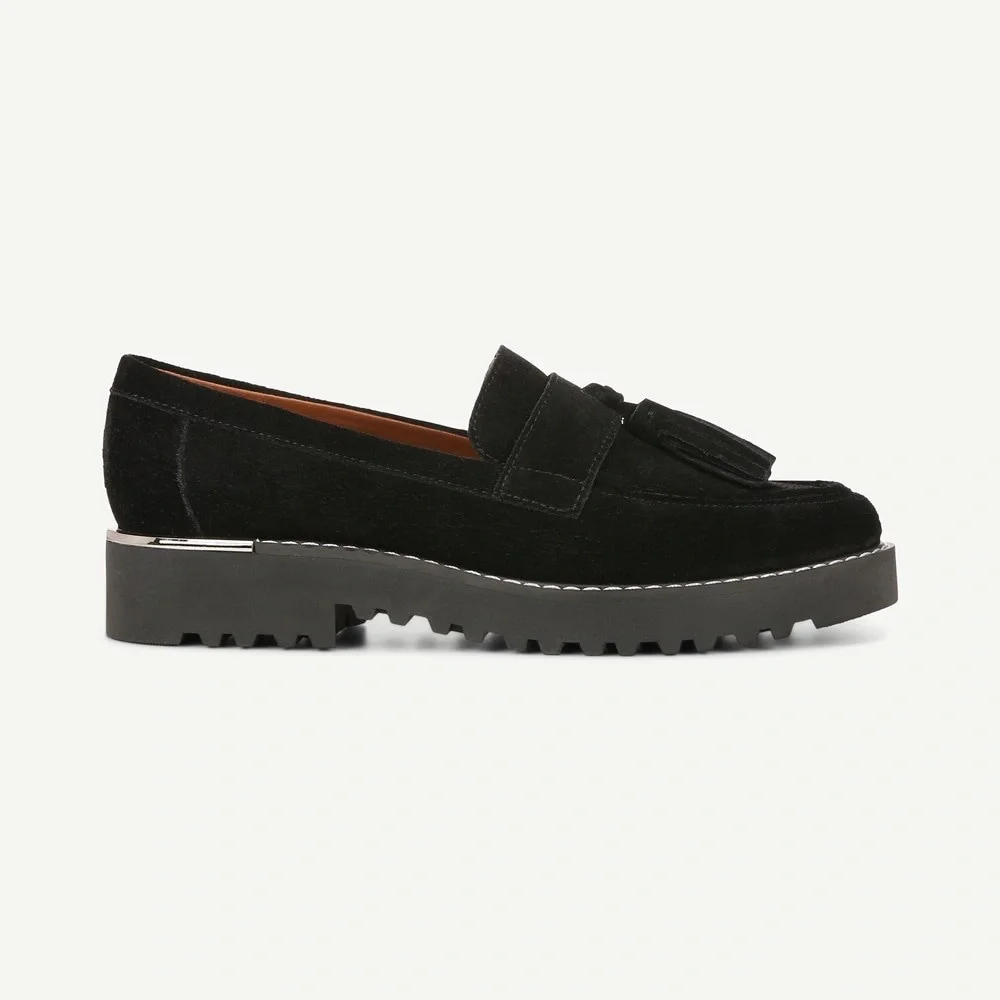 Franco Sarto CAROLYNN Tassel Loafer - Black Suede 6.5